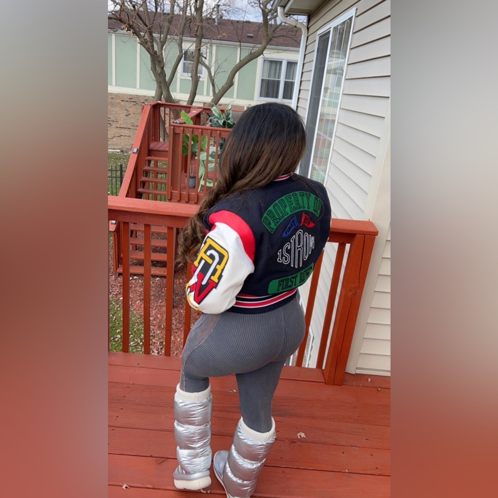 Letterman jacket also known as varsity jacket